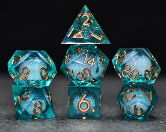Serpentine Liquid Core Sharp Edge Dungeons & Dragons DnD Dice Set | DnD Dice Set for Dungeons and Dragons Tabletop Role Playing Games