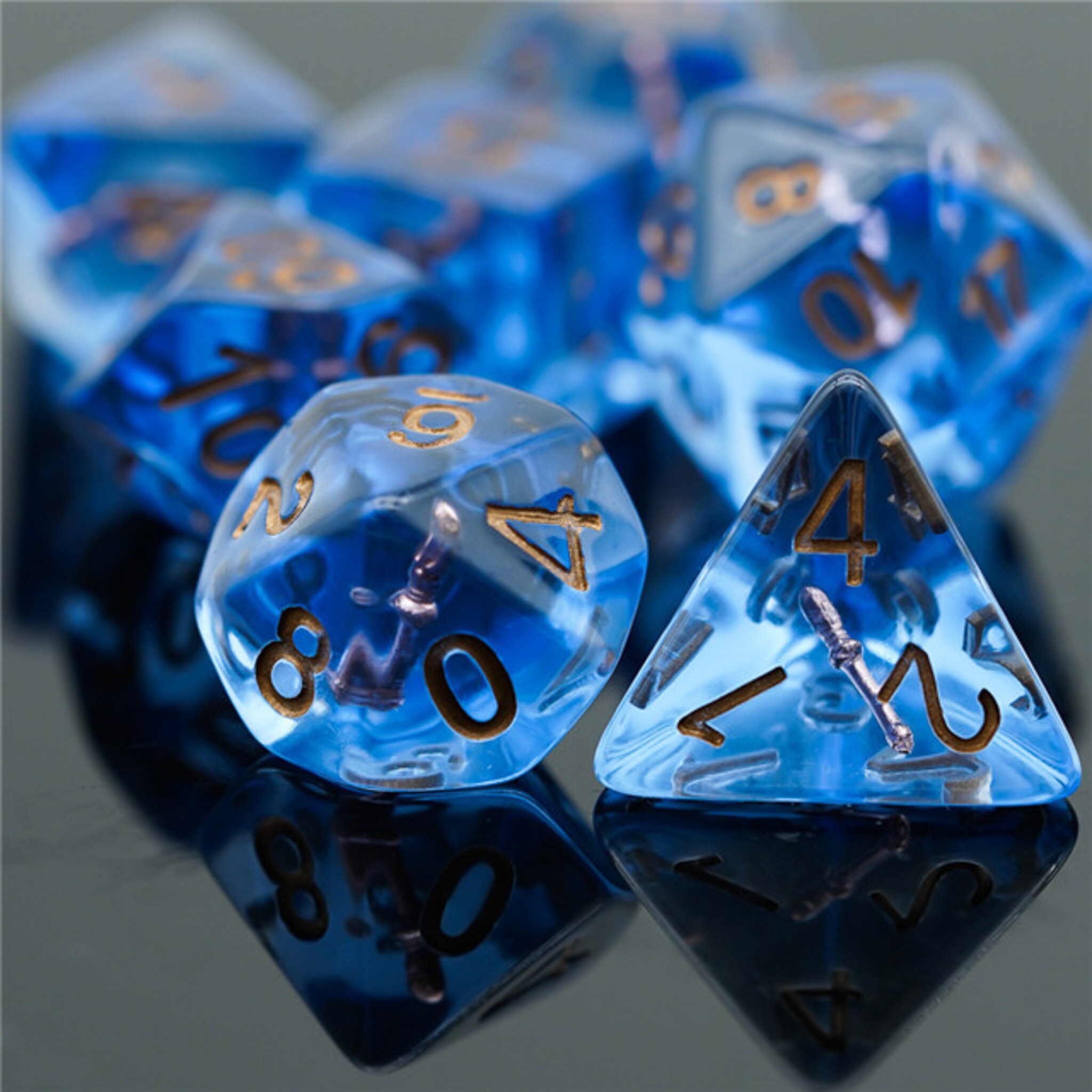 Magic Missile | Wizard Magic Wand Inside Resin Dice Set (7) | Dungeons and Dragons (DnD)