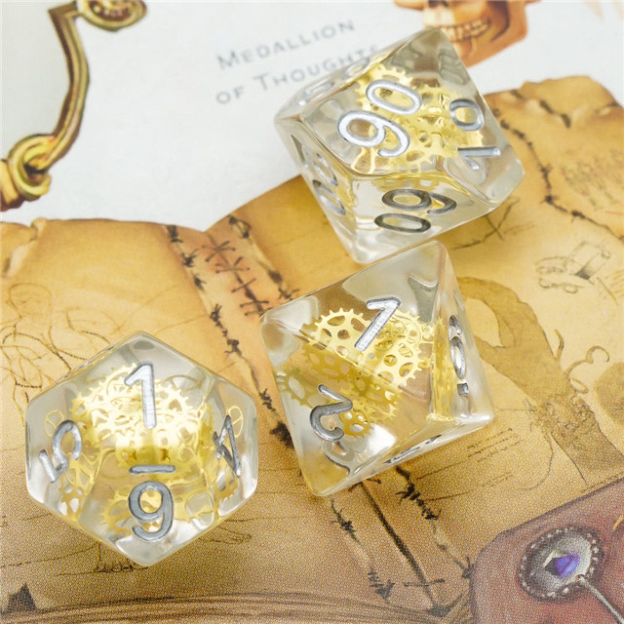 Golden Artificer Gears Dnd Dice Set for Dungeons and Dragons Etsy