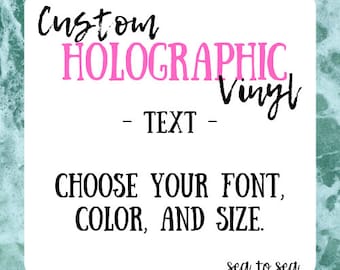 Silver Hologram Neo Chrome Custom Text Wording Personal Sticker Decal font 41-50