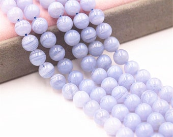 18 Pcs 8 Strand 10mm-12mm Blue Lace Agate Rounded Faceted Nugget