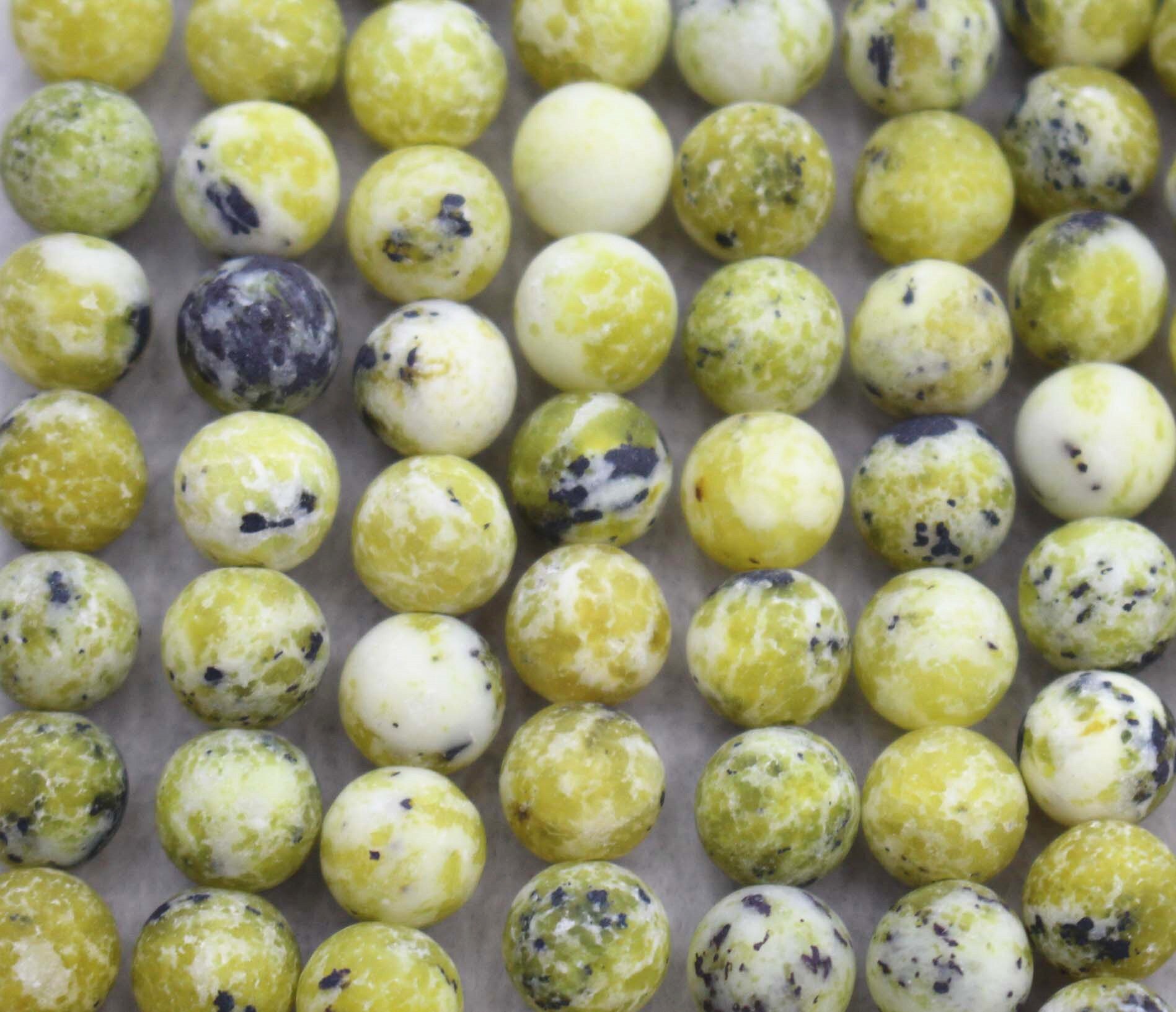 Natural Matte Yellow Turquoise Gemstone Round Beads6mm 8mm Etsy