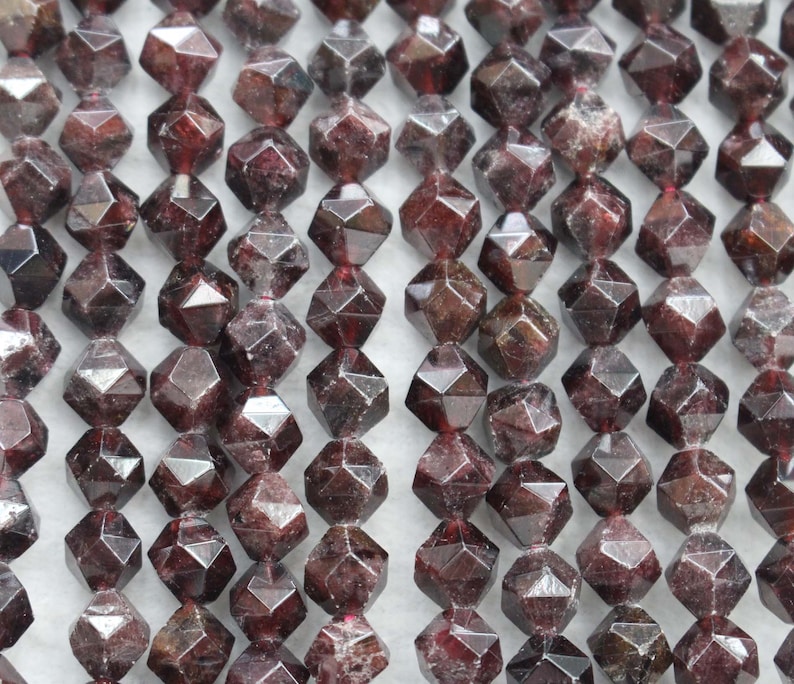 Natural Faceted Garnet Nugget Beads,6mm 8mm 10mm 12mm Natural Star Cut Faceted Garnet beads,one strand 15