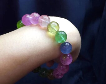 12mm Natural AAAAA Tourmaline Beads Bracelet,Collection grade bracelet,Wholesale Beaded Bracelets Supply,Gift jewelry bracelets.