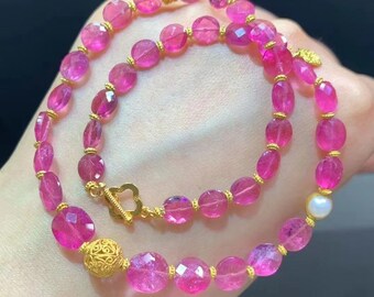 3x7x8mm 18k Gold Natural 8A Grade Tourmaline Beaded Bracelets, handmade Jewelry High Quality Charm bracelet.Jewelry Making holiday For gift