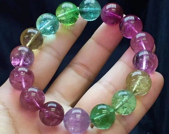 13.5mm Natural AAAAAAA Tourmaline Beads Bracelet,Collection grade bracelet,Wholesale Beaded Bracelets Supply,Gift jewelry bracelets.