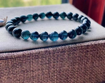 8MM Natural AAAAAAAA  Blue Tourmaline Beads Bracelet,Collection grade bracelet,Wholesale Beaded Bracelets Supply,Gift jewelry bracelets.