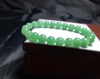 8mm+ Genuine Natural 8A Grade Burmese Jadeite Beaded bracelet, handmade TOP Quality Charm bracelet.Jewelry Making holiday For gift
