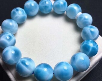 14MM 15MM 16MM Natural AAAA Copper Pectolite Bracelet,Larimar beads bracelet,Wholesale Beaded Bracelets Supply,Gift jewelry bracelets.