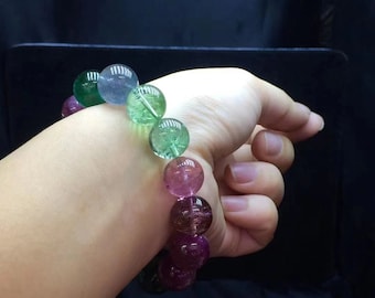 13.5mm Natural AAAAAAA Tourmaline Beads Bracelet,Collection grade bracelet,Wholesale Beaded Bracelets Supply,Gift jewelry bracelets.