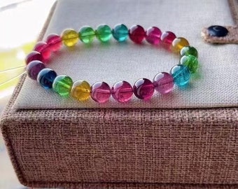 8mm Genuine Natural 7A Grade Tourmaline Beaded Bracelets, handmade Jewelry High Quality Charm bracelet.Jewelry Making holiday For gift