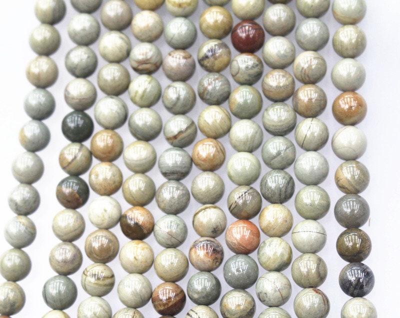 Natural Silver Leaf Jasper Gemstone Round Beads 4mm 6mm 8mm 10mm 12mm 15.5/"
