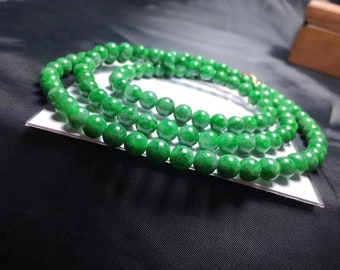 6mm+ Genuine Natural 6A Grade Burmese Jadeite Beaded Bracelet or Necklace, High Quality Charm bracelet.Jewelry Making holiday For gift