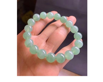 10mm Genuine Natural 7A Grade Burmese Jadeite Beaded bracelet, handmade Jewelry High Quality Charm bracelet.Jewelry Making holiday For gift