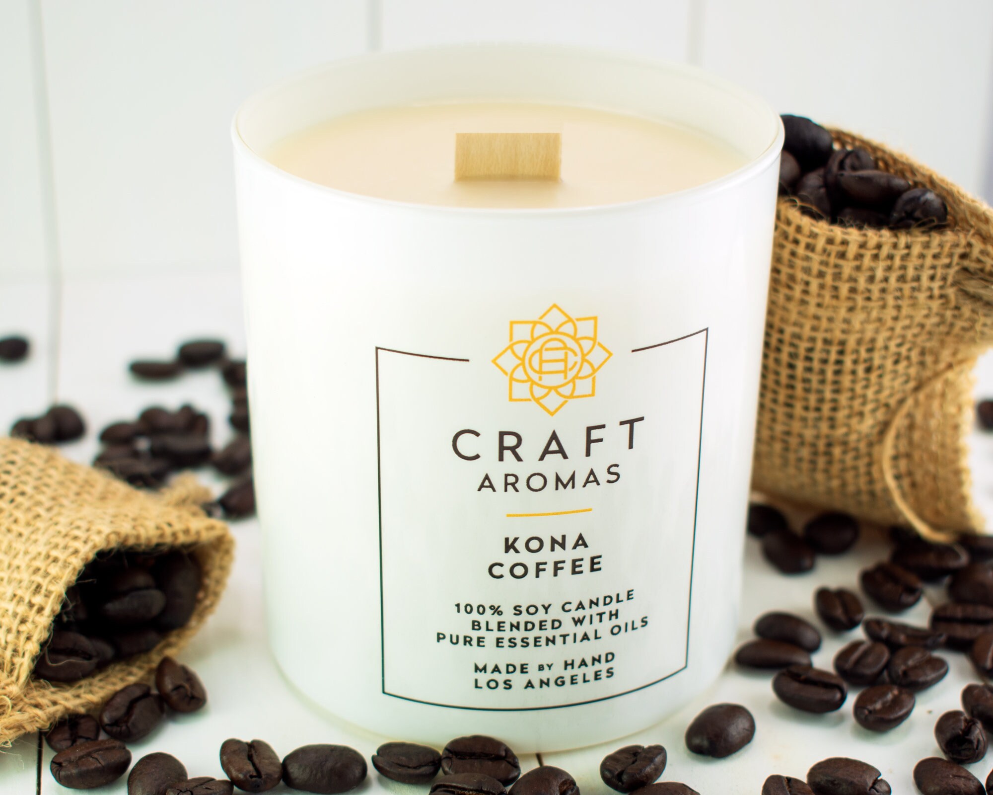 Kona Coffee Scented Candle - Handmade Natural Candles - Real Kona Cof…