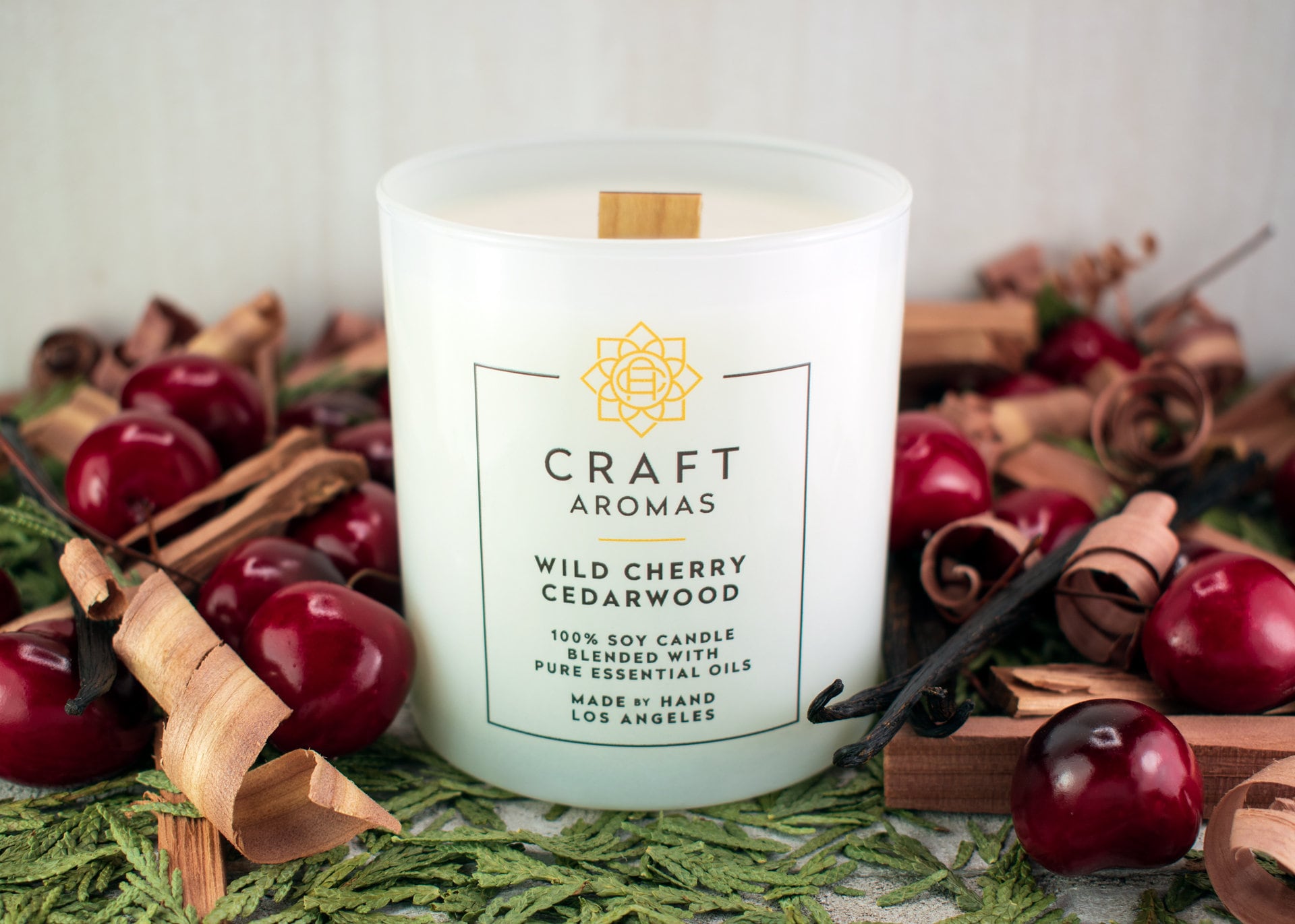 Wild Cherry Cedarwood Scented Candle - Soy Candles Handmade - All Nat…