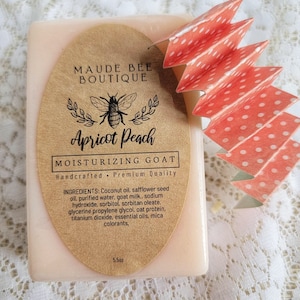 Apricot Peach Moisturizing Goat Milk Soap Bar | Handcrafted Natural Skincare | Paraben-Free, Non-GMO, Vegan | Same Day Shipping