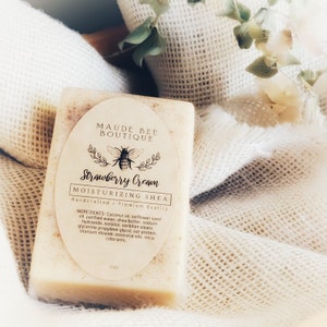 Handmade Strawberry Vegan Soap, Strawberries & Cream Handmade Soap, Shea Butter, Moisturizing, Women&#39;s Skincare, Mothers Day, Gift for Mom