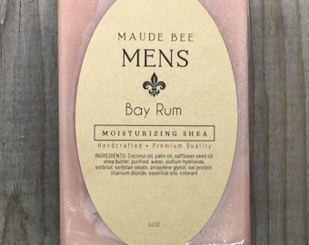 Handgefertigte Men&#39;s Bay Rum feuchtigkeitsspendende Shea Seifenleiste - natürlich, handgemacht, Premium-Qualität, perfektes Geschenk für ihn, 5 oz