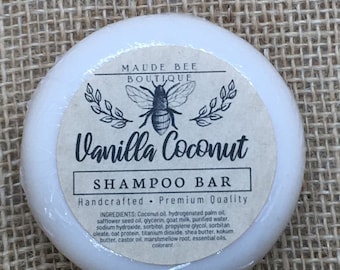 Barra de shampoo artesanal de baunilha e coco – Natural e hidratante