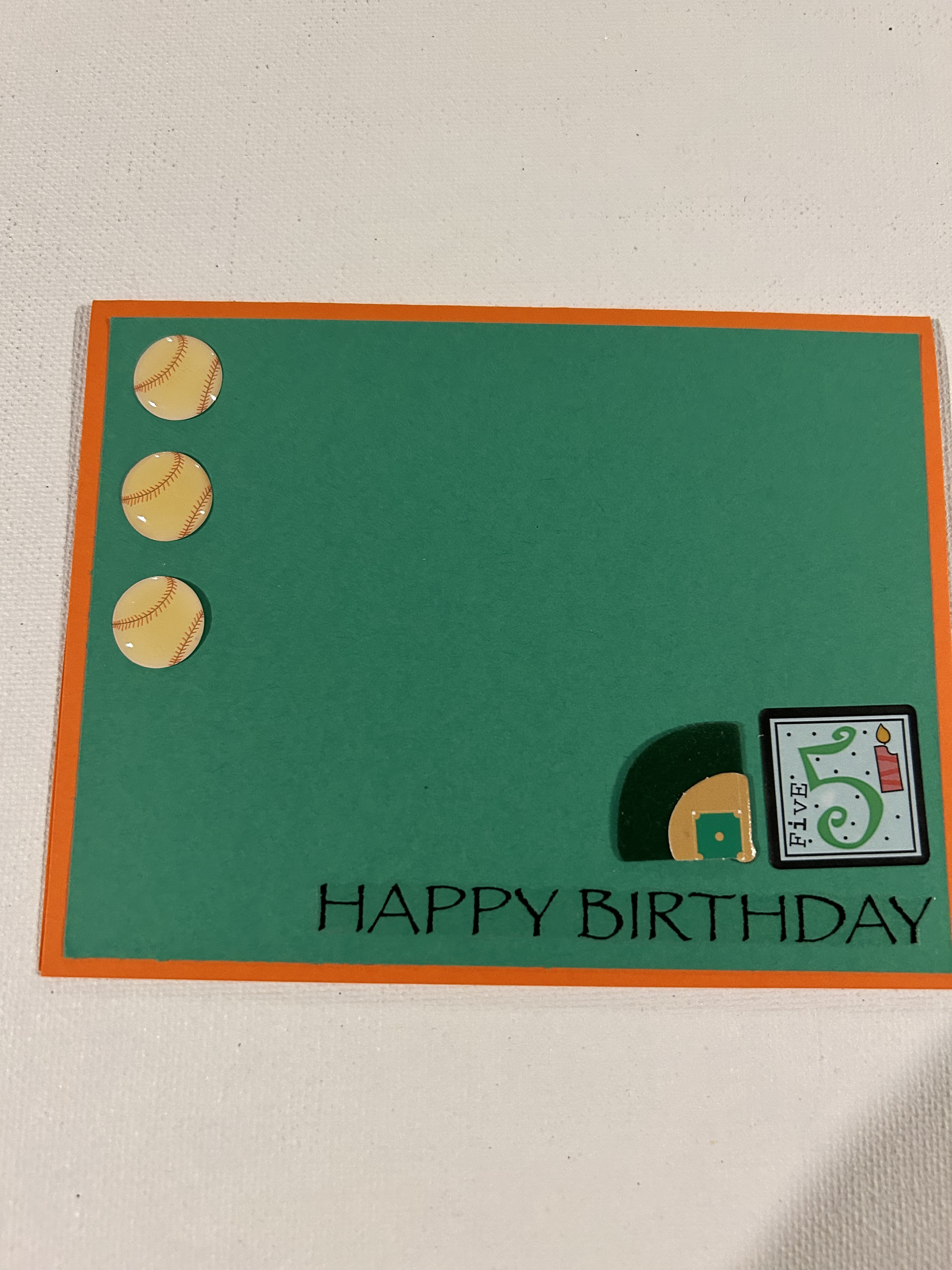 Baseball 5th Birthday Card