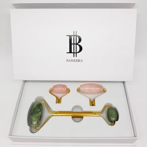 Facial Beauty Roller Bundle – Jade Roller & Gua Sha Set for Skin Care, Anti-Aging, Face Massager, Natural Beauty Tool for Glowing Skin