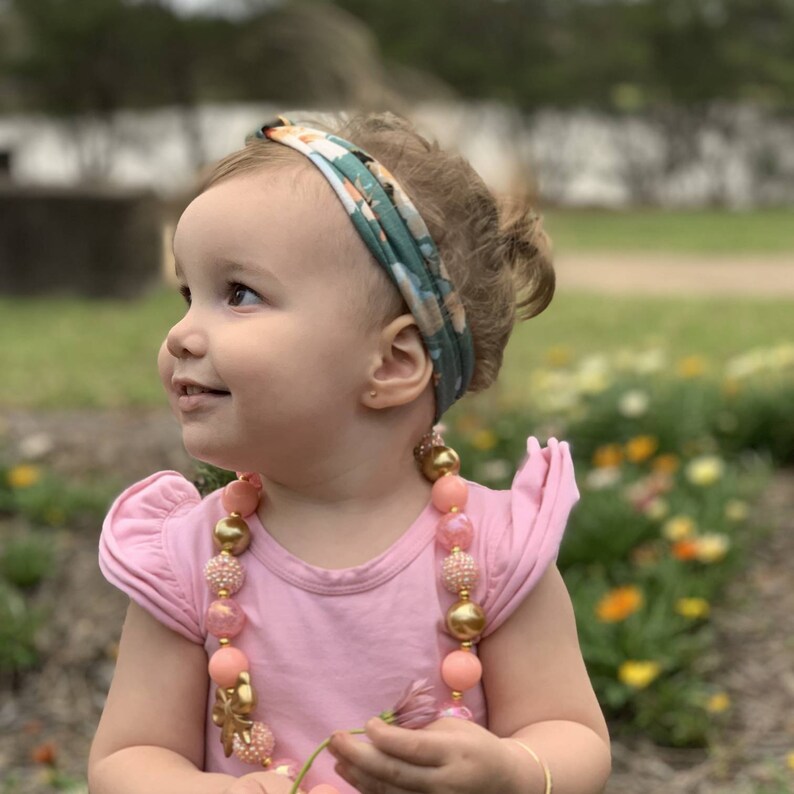 Baby Bow Headband Baby turban style headband Mummy and Me 2in1 Baby Bow Baby Girl Accessories,Peony floral headband