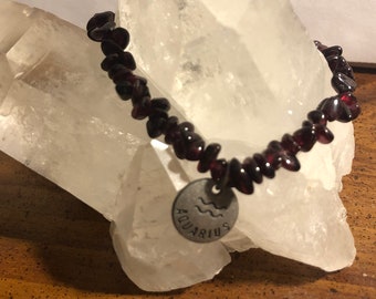 Birthstone Zodiac Bracelet Garnet Aquarius January