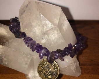 Birthstone Zodiac Bracelet Amethyst Aquarius February