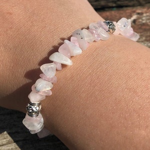 Rose Quartz and Moonstone Stretch Bracelet Love Strength Healing