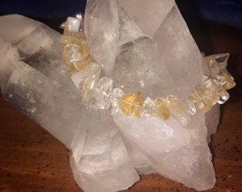 Natural Citrine Chip Bracelet Stretchy Optimism Happiness Success