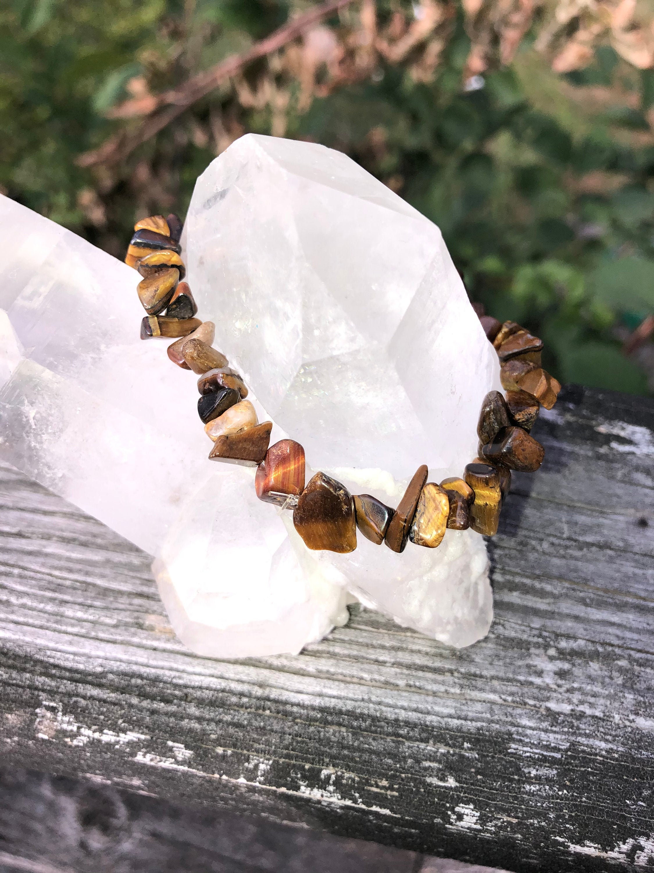 Tiger's Eye Chip Stretch Bracelet Grounding Protection Balance