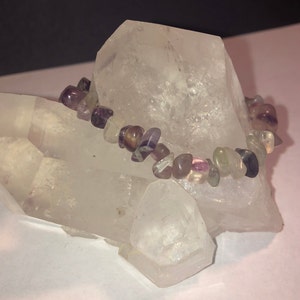 Rainbow Fluorite Stretch Bracelet Protection Stability Learning