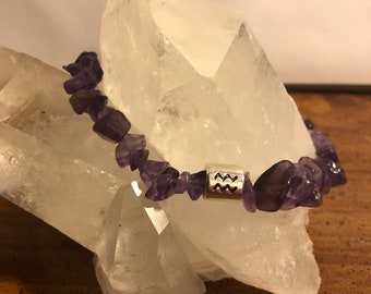 Birthstone Zodiac Bracelet Amethyst Aquarius February