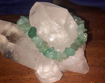 Natural Green Aventurine Chip Bracelet Stretchy Good Luck Fortune Prosperity