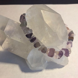 Rose Quartz and Fluorite Stretch Bracelet Love Protection Stability
