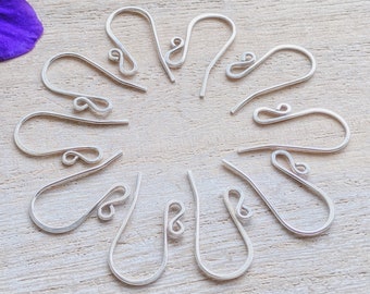 Argentium Sterling Silver Ear Wires - Fancy Wide, Handmade Earring Findings, High Quality 20 Gauge Silver Earring Hooks, French Ear Wires