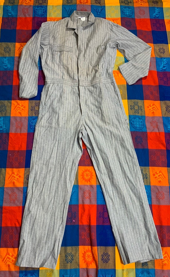 Vintage 60s 70s Herringbone denim coveralls by Ber