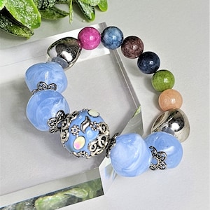 Blue Bracelet, Light Blue Bracelet, Chunky Bracelet, Periwinkle Blue Bracelet, Sky Blue Bracelet, Lavender Bracelet