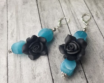 Flower Earrings, Blue Earrings, Cobalt Blue Earrings, Acrylic earrings, Royal Blue Earrings, Azure Earrings, Teal Earrings, Flower Jewelry