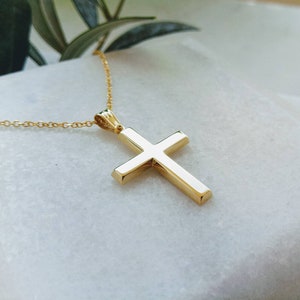 14k Goldkreuz.Taufe Gelbgold Kreuz.Kreuz für Jungen.Minimal Goldkreuz.Einfaches Goldkreuz.Kreuz des Mannes.Christlicher Kreuz Anhänger.Griechisches Kreuz
