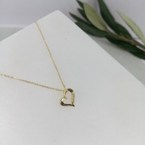 K9 Gold Heart Necklace.Yellow gold Valentine's Heart gift.Love Pendant with chain.Heart Necklace.Valentine's Gift for her.Anniversary Gift. image 4