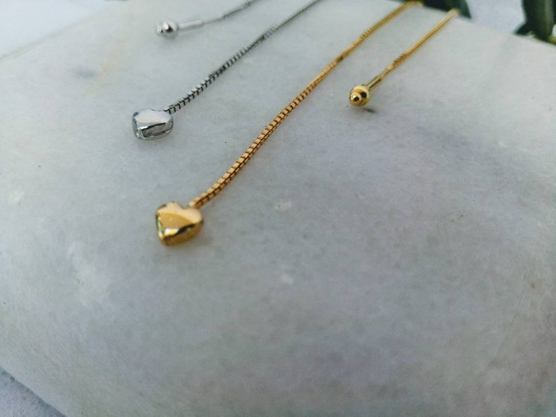 GREAT OFFER14k gold earrings.Best value for money.Heart earrings.Long earrings.Perfect gift fot her. image 1