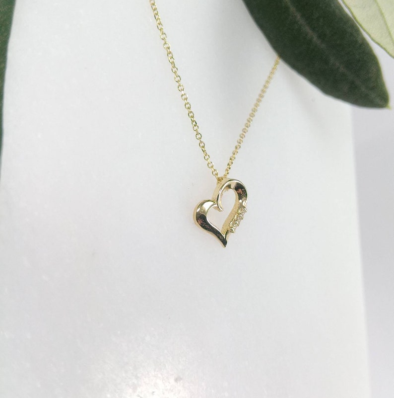 K9 Gold Heart Necklace.Yellow gold Valentine's Heart gift.Love Pendant with chain.Heart Necklace.Valentine's Gift for her.Anniversary Gift. image 7