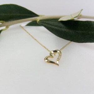 K9 Gold Heart Necklace.Yellow gold Valentine's Heart gift.Love Pendant with chain.Heart Necklace.Valentine's Gift for her.Anniversary Gift. image 5