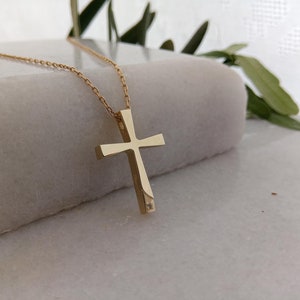 14K Gold Cross for Girls.Cross for Baptism.Swarovski stone,Gold Cross.Christian,Orthodox pendant.Minimal Gold Cross. Gift for Her