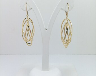 K14 Gold Earrings.Oval Earring Rings.Dangle,Drop,Hoop Earrings.Modern Design Earring Rings.Women's Present.Valentine's Gift.Gift for Her.