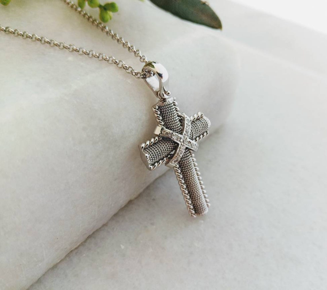 Handmade 14Κ White Gold Cross.baptism White Gold Etsy UK