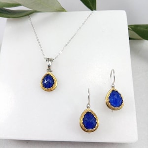 Handmade Byzantine 925 silver Pendant and Earrings.Ruby,Lapis,Turquoise,Ivory,Apatite Set.Greek jewelry.Set for Her.24K gold plated