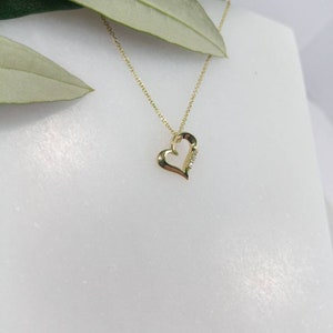 K9 Gold Heart Necklace.Yellow gold Valentine's Heart gift.Love Pendant with chain.Heart Necklace.Valentine's Gift for her.Anniversary Gift. image 8